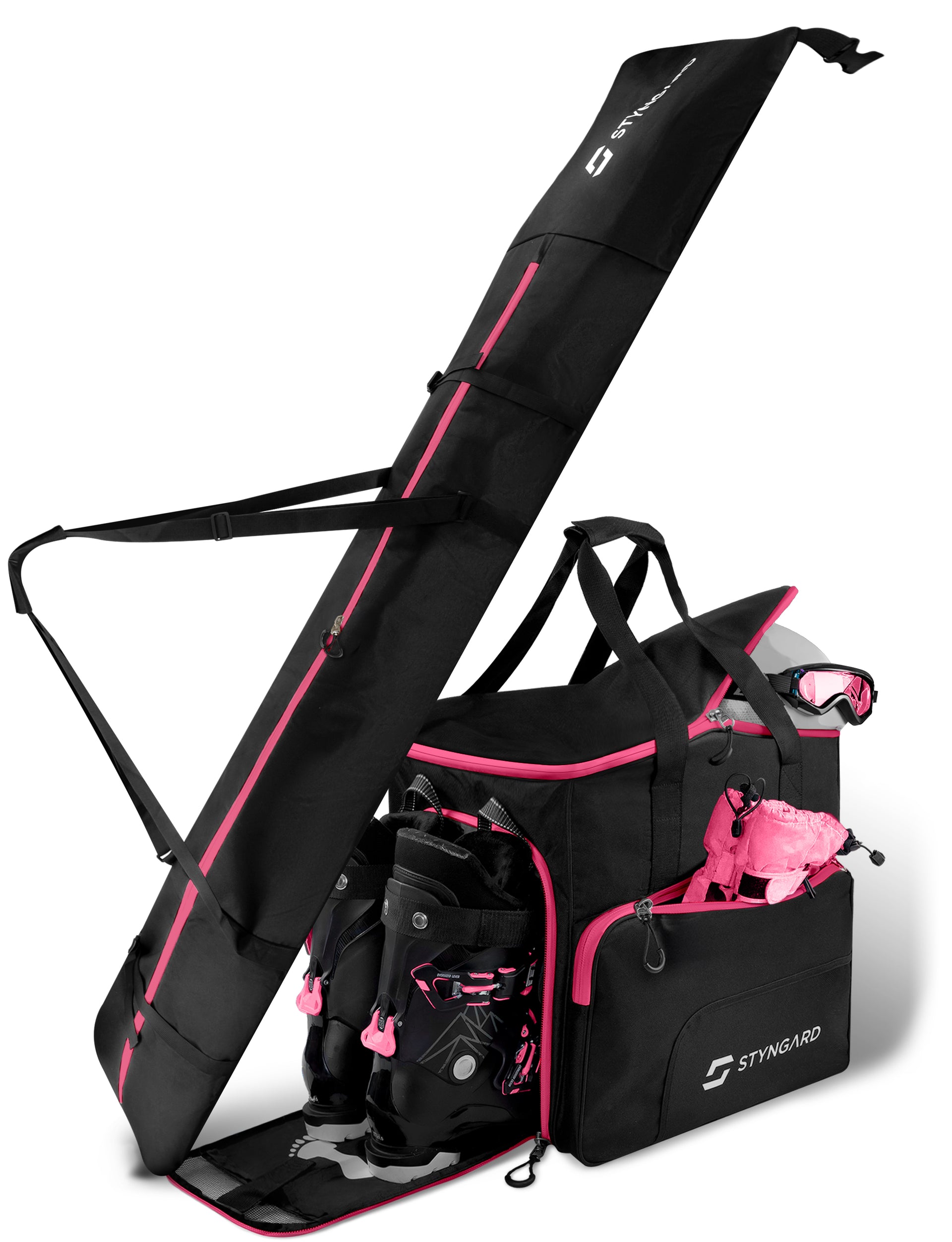 BambiniWelt skiset voor kinderen, 125 cm, ski-tas & skischoentas Cordura, waterdichte skischoenrugzak, helmvak en skibrilvak - skischool en wintersport, kleur: zwart/zwart, maat: 145cm BambiniWelt skiset voor kinderen, 125 cm, ski-tas & skischoentas Cordura, waterdichte skischoenrugzak, helmvak en skibrilvak - skischool en wintersport, kleur: zwart/zwart, maat: 145cm